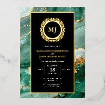 Marble Verde Dourado Laurel Crest & Black Invent