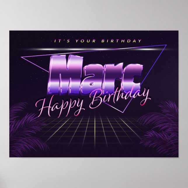 Marc Name Vorname lila retro Poster Geburtstag (Frente)