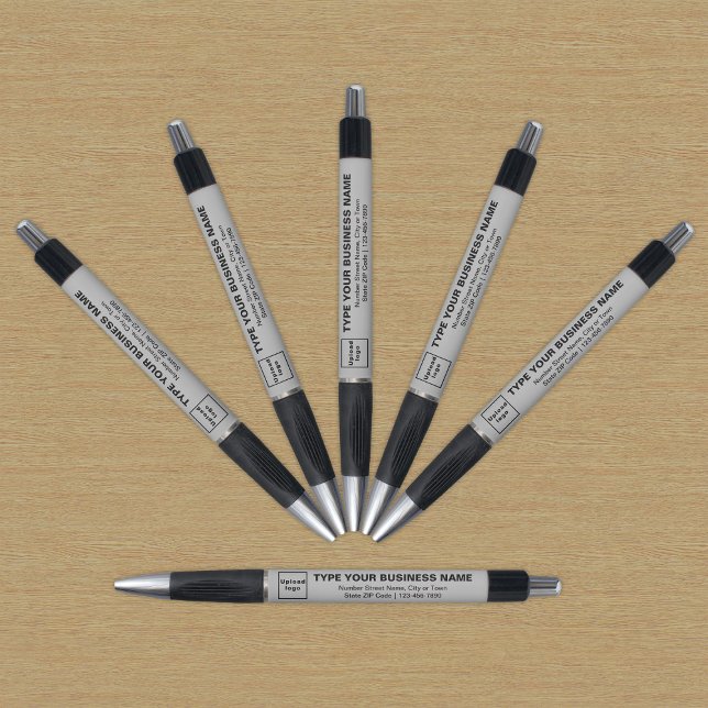 Marca comercial cinza na caneta (Pen with gray barrel and your business brand)