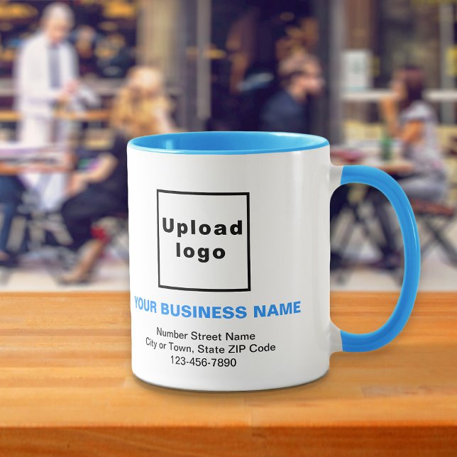 Marca comercial na caneca Light Blue Combo (Build brand name awareness. Your business brand on light blue combo mug.)