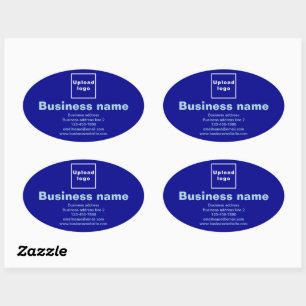 Marca comercial no adesivo oval azul