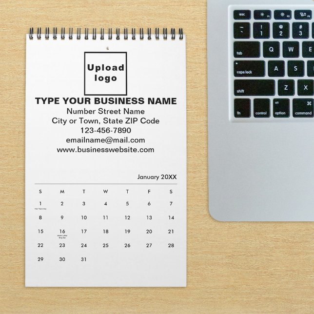 Marca Comercial no Calendário (Build brand name awareness. Your business brand on calendar displayed on office desk.)
