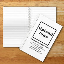 Marca comercial no notebook branco espiral