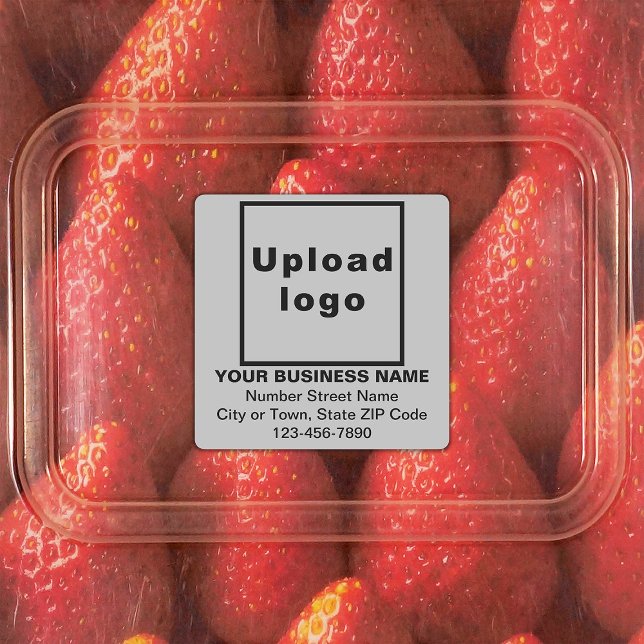 Marca comercial nos rótulos adesivos da Cinza quad (Gray square adhesive label with your business brand)