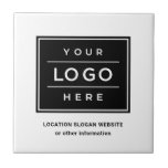 Marca da empresa de logotipos brancos personalizad<br><div class="desc">O azulejo personalizado quadrado apresenta o design de logotipo profissional da sua empresa e texto personalizado para um local,  slogan. site ou outras informações. Basta adicionar o logotipo de sua empresa à imagem e ao tipo de marcador preto e branco em seu texto preferido. As cores podem ser modificadas.</div>