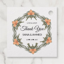 Marca de Favor de Casamento em Folha – Amor e Luz 