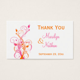 Marca de Favor do Casamento Floral Branco Cor-de-R