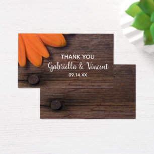Marca de Favor do Casamento Rustic Orange Daisy Co