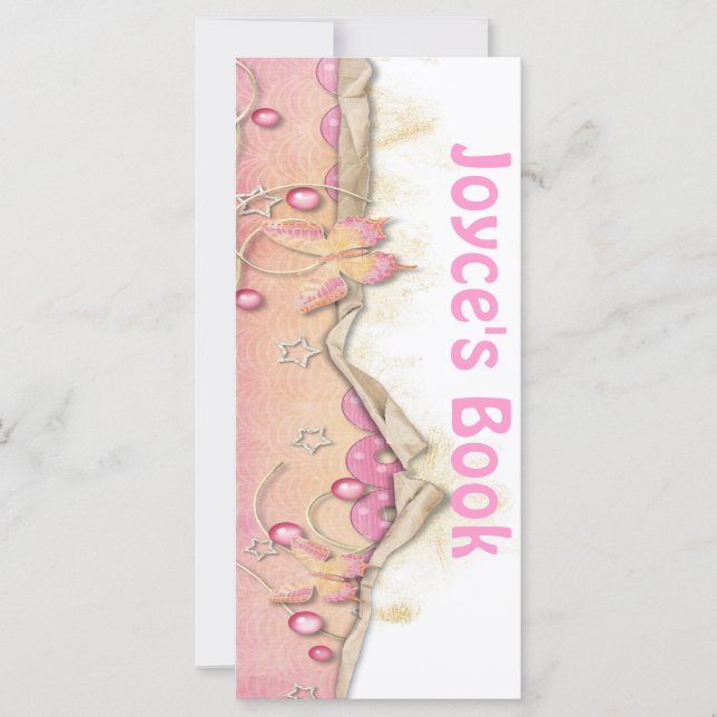 Marca de Favorito de Borboleta Rosa Personalizável (Frente)