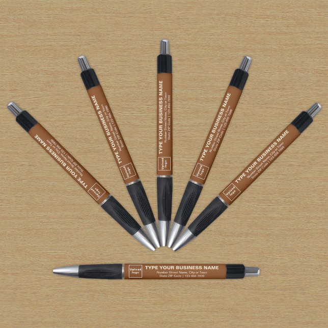 Marca de negócios castanho na Caneta (Pen with brown barrel and your business brand)