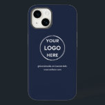 Marca do logotipo comercial azul de Marinho person<br><div class="desc">Promova a sua marca com esta maleta personalizável OtterBox Iphone 14 Pro. Este design apresenta o seu próprio logótipo e informações de redes sociais, juntamente com um espaço para um endereço homepage personalizado. Perfeito para presentes, shows comerciais e outros eventos de promocional. Precisa de ajuda com a personalização? Entre em...</div>