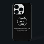 Marca do logotipo de empresa preto personalizado<br><div class="desc">Promova sua marca com este Caso Iphone 14 Pro personalizável. Este design apresenta o seu próprio logótipo e informações de redes sociais, juntamente com um espaço para um endereço homepage personalizado. Perfeito para presentes, shows comerciais e outros eventos de promocional. Precisa de ajuda com a personalização? Entre em contato conosco...</div>