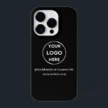 Marca do logotipo de empresa preto personalizado<br><div class="desc">Promova sua marca com este Caso Iphone 14 Pro personalizável. Este design apresenta o seu próprio logótipo e informações de redes sociais, juntamente com um espaço para um endereço homepage personalizado. Perfeito para presentes, shows comerciais e outros eventos de promocional. Precisa de ajuda com a personalização? Entre em contato conosco...</div>