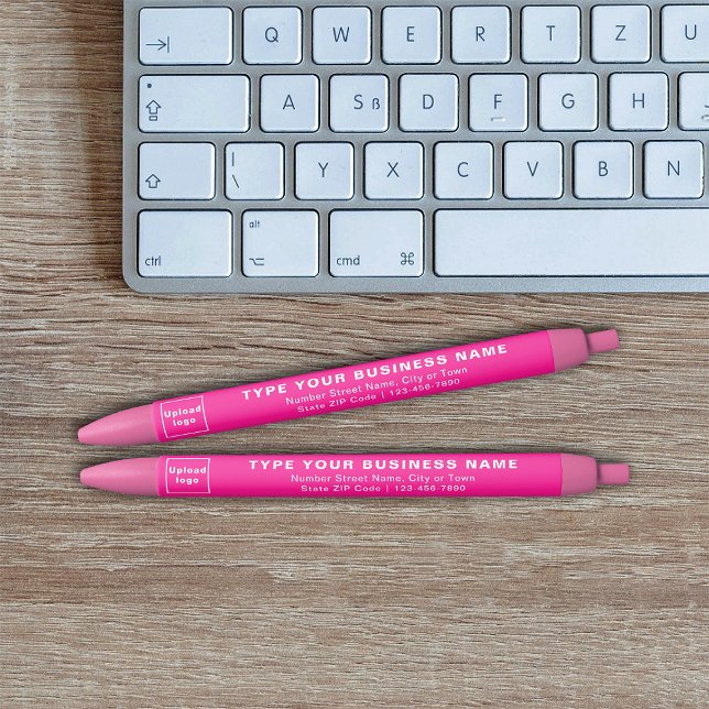 Marca empresarial rosa na Caneta de tinta (Ink pen with pink barrel and your business brand)