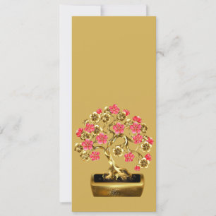 Marcador de Árvore Bonsai Dourado e rosa