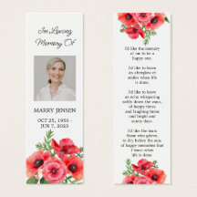 Marcador de livro memorial fúnebre com foto floral