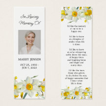 Marcador de Livro Memorial Funeral Foto Floral Nar