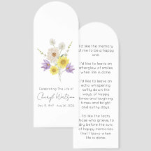 Marcador de Memória Floral Simples para Funeral