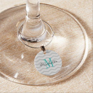 Marcador Para Taças De Vinho Encantos cinzentos Monogrammed do vidro de vinho