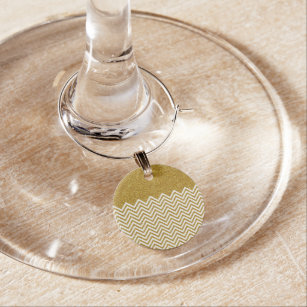 Marcador Para Taças De Vinho Impressão Dourado da foto do brilho de Chevron do