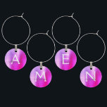 Marcador Para Taças De Vinho Monograma de Bridesmaid Púrpura Rosa Girassol<br><div class="desc">Mole rosa e púrpura Macrolíneo Moderno e Elegante Monograma Faux Metálicos Brutos Vinho Metálico. Esses Cadernos de Vinho podem ser personalizados para incluir seu nome inicial e nome próprio. As Cartas de Vinho de Aço Inoxidável, cor-de-rosa e púrpura, fazem um presente de excelente, Festa de aniversário ou Festa de solteira...</div>