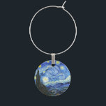 Marcador Para Taças De Vinho VAN GOGH Starry Night<br><div class="desc">"van gogh vincent",  noite estrelada,  "pintura famosa",  vintage,  estrelas,  céu,  "bela arte",  azul</div>