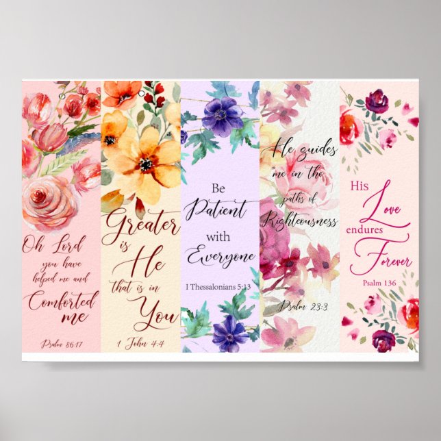 Marcadores cristãos com tema floral bonito Poster (Frente)