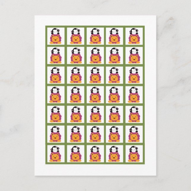 Marcadores de Cartão Bingo Safari Doce (Frente)