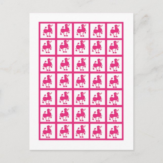 Marcadores de Cartão de Bingo Pink Poodle Paris Ei (Frente)