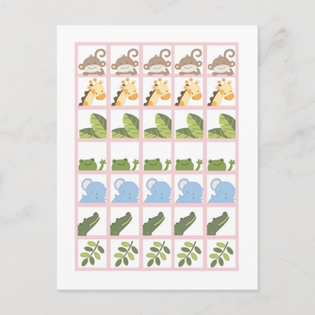 Marcadores de Cartões Safari Selgle Animais Rosa (Frente)