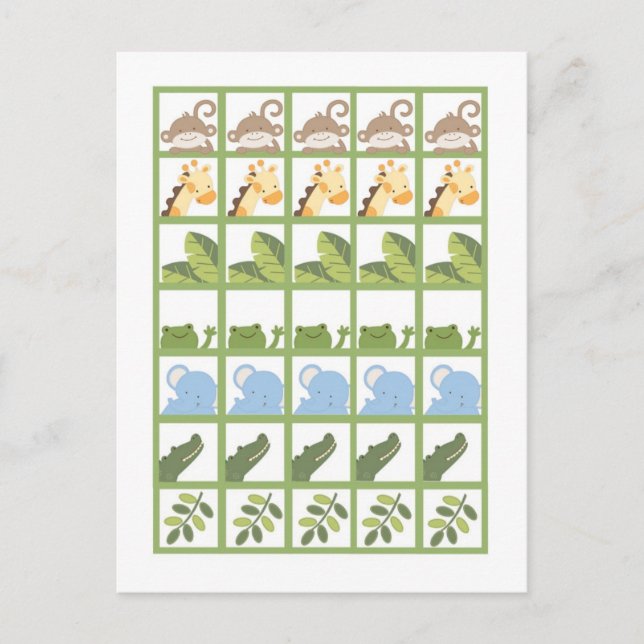 Marcadores de Cartões Safari Selgle Animais Verde (Frente)