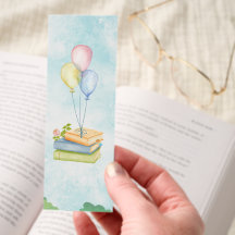 Marcapáginas diseño de acuarelas con globos