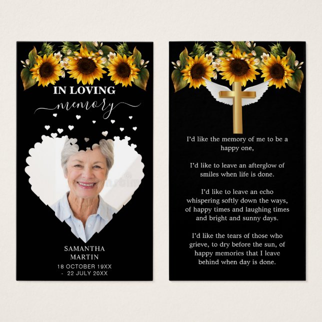 Marcar Funeral Memorial Mínimo dos Sunaplicável (Frente & Verso)