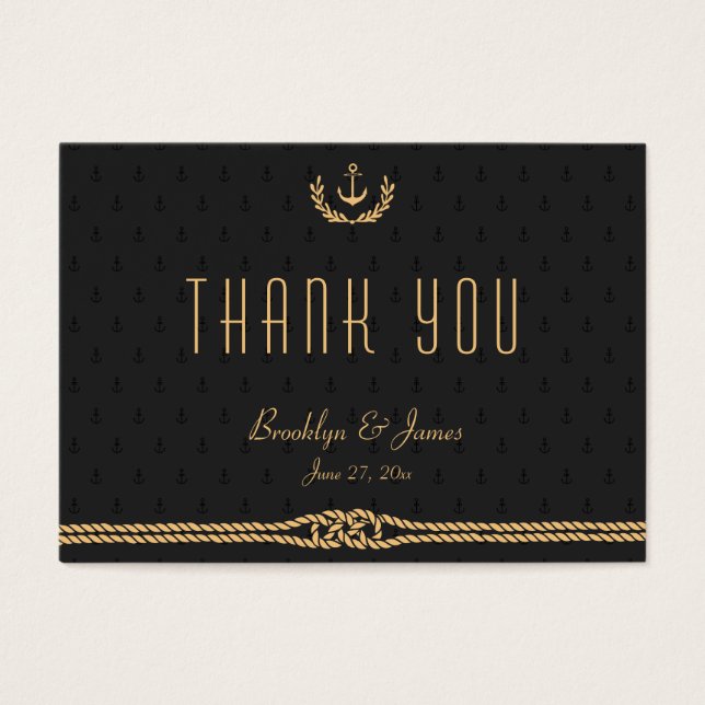 Marcas De Favor Do Casamento Náutico Preto E Doura (Frente)