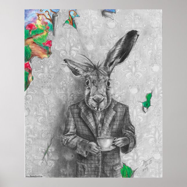 Marcha Hare Art March Hare Poster Wonderland Art (Frente)