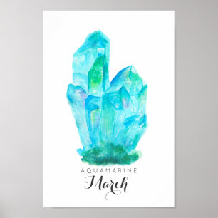 Março Birthstone - Aquamarine Watercolor POSTER