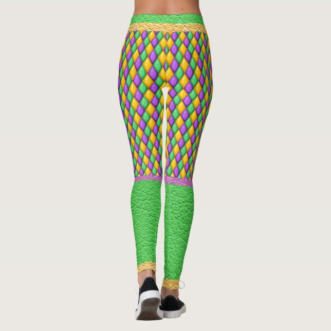 Mardi Gras 6 Diamantes Pop Leggings de Moda (Verso)