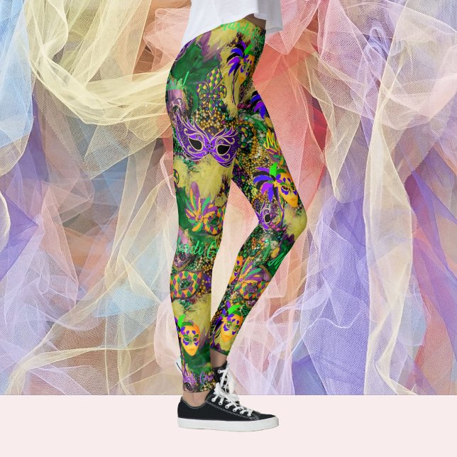 Mardi Gras All Miçanga Máscara Leggings (Criador carregado)