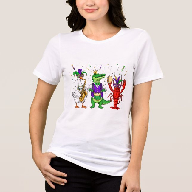Mardi Gras Animals T-Shirt – Fun Carnival Parade C (Frente)