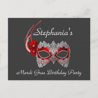 "Mardi Gras Birthday" - Convite de festas