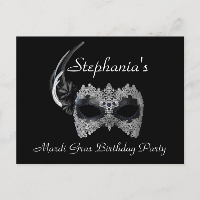 "Mardi Gras Birthday" - Convite de festas (Frente)