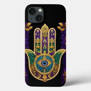 Mardi Gras Dourada Roxo Verde Arte Hamsas