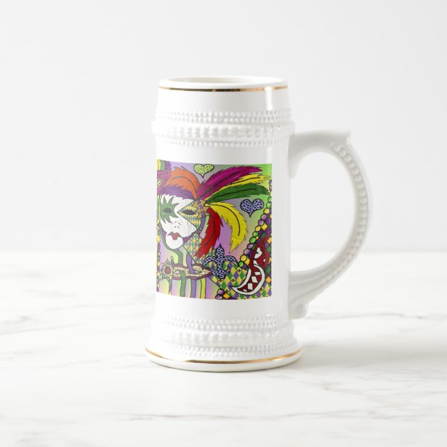 Mardi Gras Feather Máscara Caneca de cerveja de Ce (Direita)