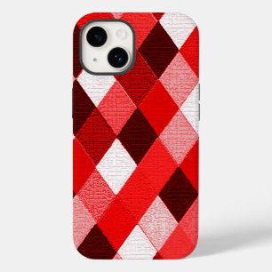 MARDI GRAS HARLEQUIN PATTERN Red Pink White Rhombi