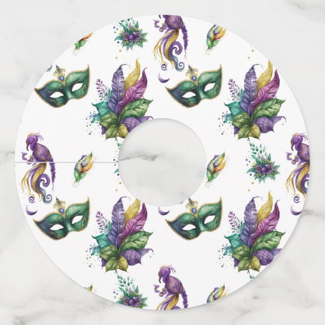 Mardi Gras Inspirou etiqueta de vidro (Frente)