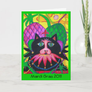Mardi Gras Jazz Cat, Cartão Saudável Mardi Gras 20