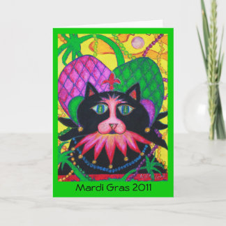 Mardi Gras Jazz Cat, Cartão Saudável Mardi Gras 20