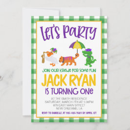 Mardi Gras Krewe Primeiro Convite de Aniversário