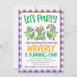 Mardi Gras Krewe Primeiro Convite de Aniversário