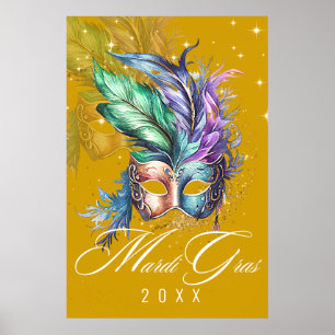 Mardi Gras Mascarada Mask POSTER DOURADA